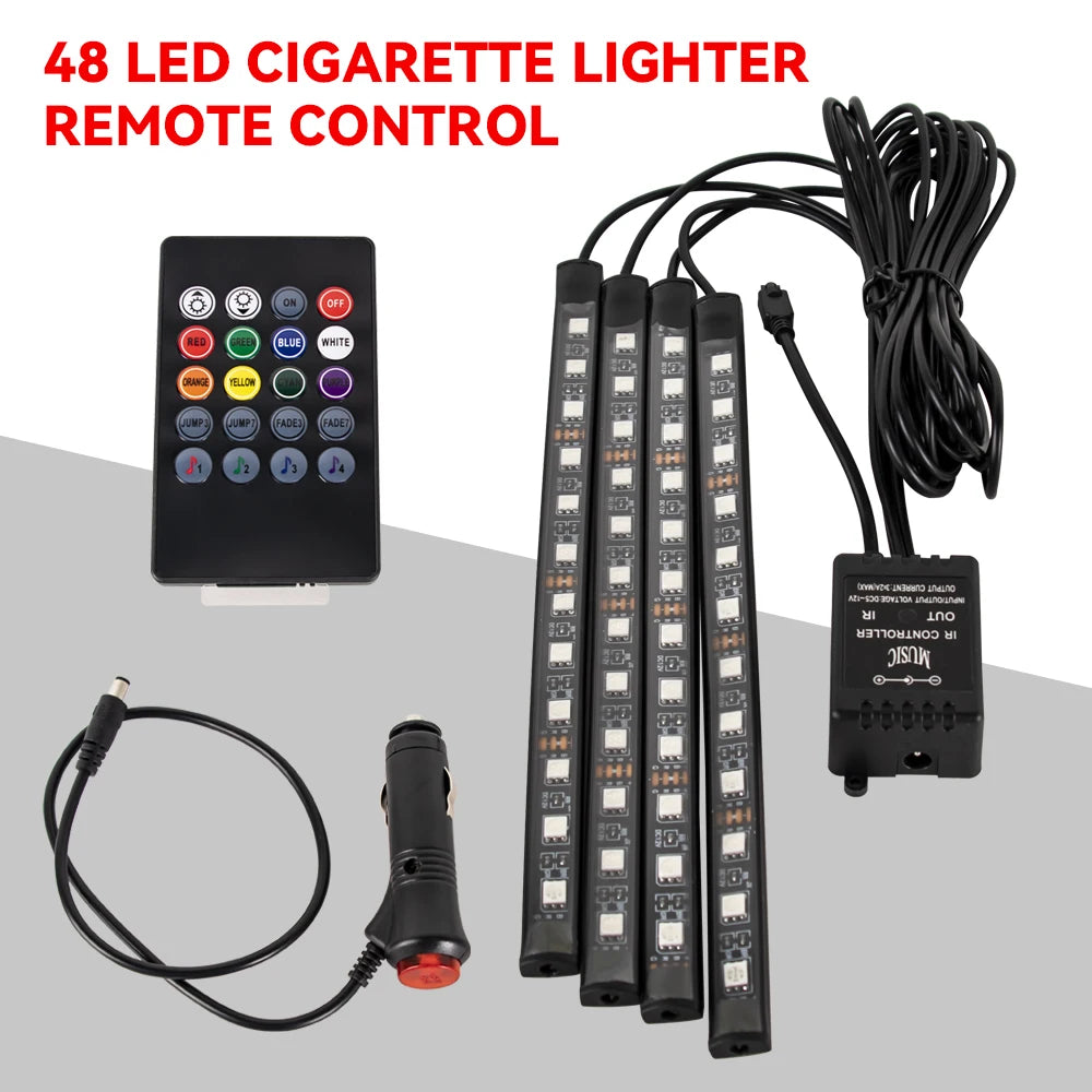 EZ Glow Car Ambient Lights – 36/48/72 LED Footwell Kit with USB and Music App Control