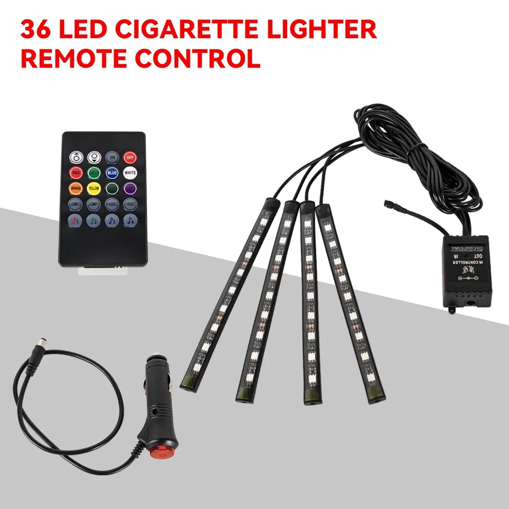 EZ Glow Car Ambient Lights – 36/48/72 LED Footwell Kit with USB and Music App Control