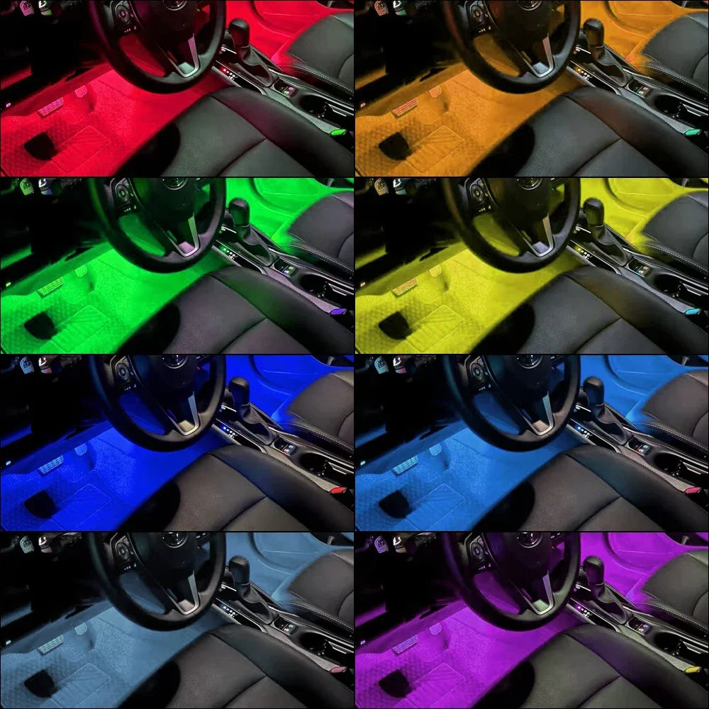 EZ Glow Car Ambient Lights – 36/48/72 LED Footwell Kit with USB and Music App Control