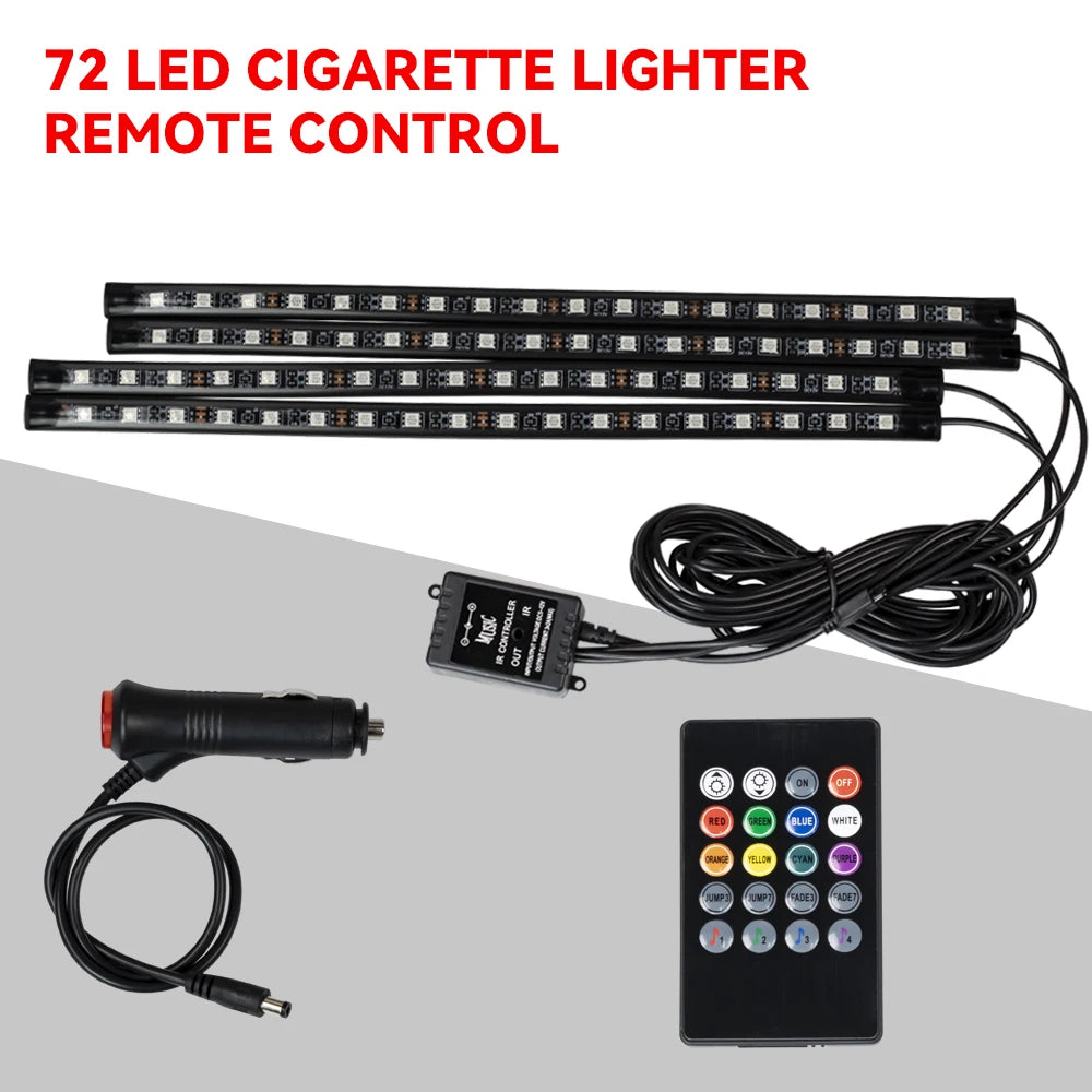 EZ Glow Car Ambient Lights – 36/48/72 LED Footwell Kit with USB and Music App Control